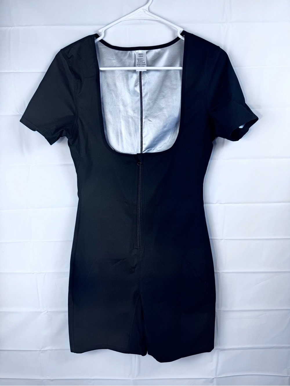 Sauna Suit Jumpsuit Womens S Black Thermal Sweat Zipper Shapewear Workout